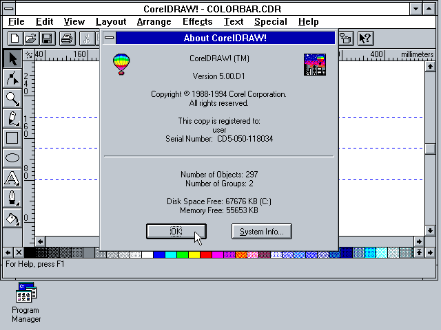 Corel Draw 5 - About
